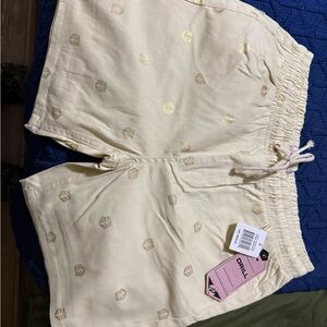 Drill Cream Athletic Shorts with Gold Accents